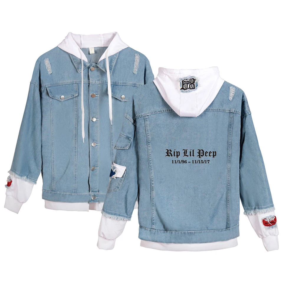 

Lil Peep jeans hoodies Young People Autumn Fashion Lil Peep Denim Jean wear men/women Popular Stitching Jacket casual Clothes