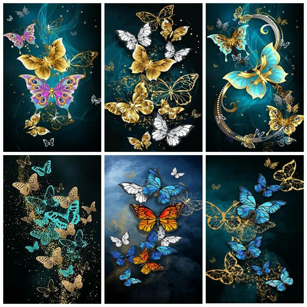 

Алмазная живопись 5D HUACAN «сделай сам», вышивка крестиком, цветная бабочка, мозаика с животными, подарок ручной работы