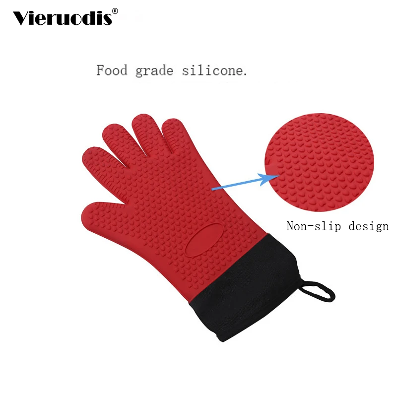 Длинные толстые силиконовые перчатки с защитой от ожогов кухонные рукавицы для