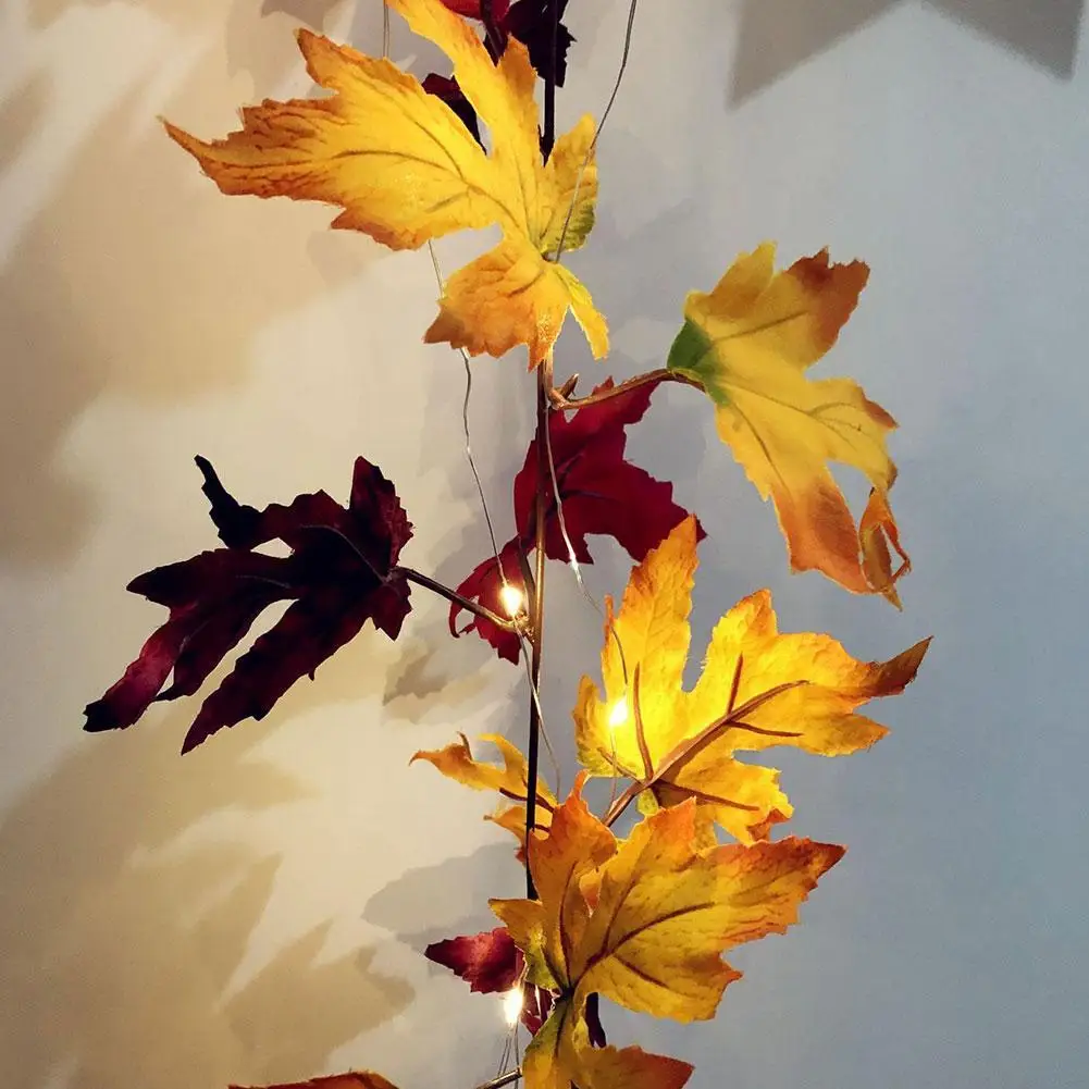 Осенняя гирлянда с/без светодиодов в виде кленовых листьев осенняя с листьями