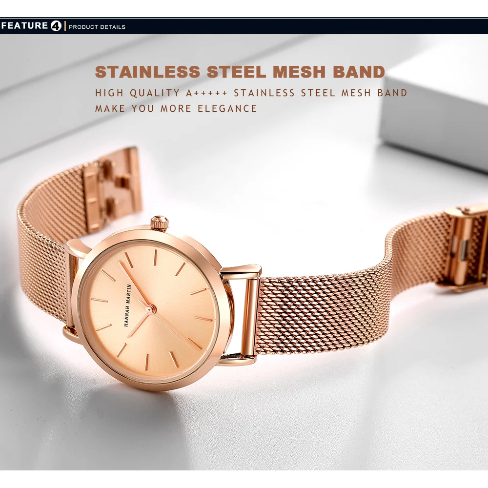 Часы наручные Hannah Martin женские кварцевые роскошные брендовые водонепроницаемые с