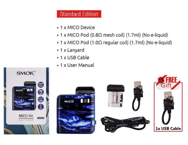 Prism Blue 1 Gift Распродажа! комплект SMOK Mico, электронная сигарета, аккумулятор 700 мАч, электронная сигарета, анти-протекающая сигарета, картридж, катушка VS NORD RPM40 - Цвет: Prism Blue 1 Gift