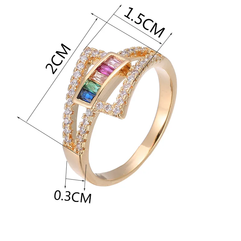 Top Quality Colorful Rainbow CZ Gold Ring For Women Girls Fashion Engagement Wedding Band Charm Party Jewelry 10 Styles Choice | Украшения