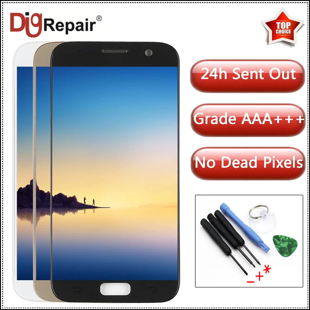 G930F LCD For Samsung Galaxy S7 G930F G930A G930V LCD Display Touch Screen Digitizer Replacements For Samsung S7 LCD Screen