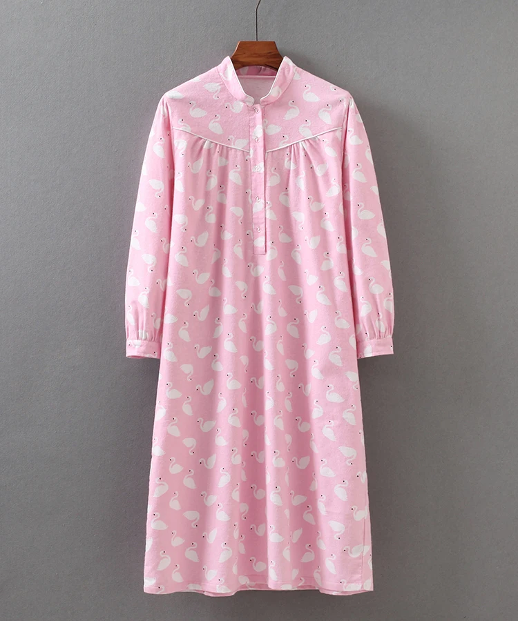 Размера плюс осенняя и зимняя женская модная свободная ночная рубашка с длинным