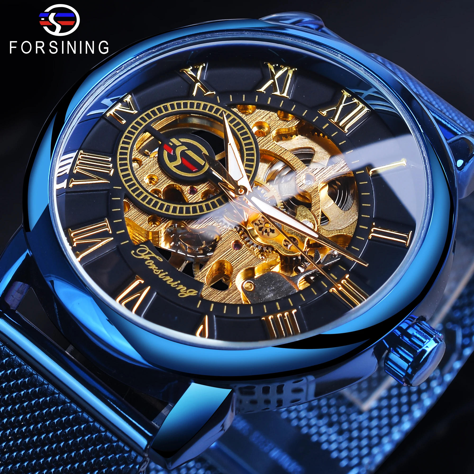 Часы наручные Forsining с 3d скелетом роскошные механические светящиеся в ретро стиле