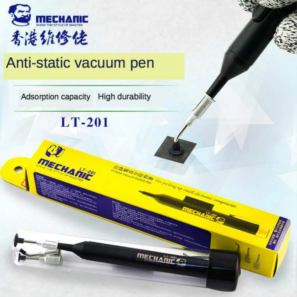 MECHANIC LT201 Solder Desoldering Anti Static Vacuum Sucking Suction Pen With 3Pcs Suction Cup Remover Tool Pump Sucker IC SMD