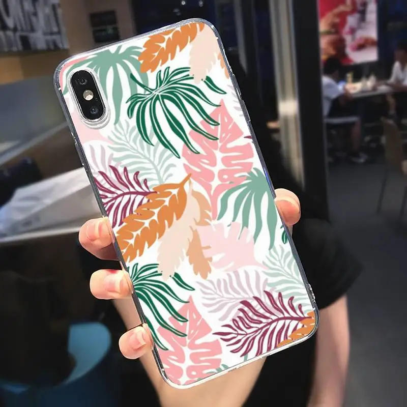

Retro Leaves aesthetics Phone Case Transparent soft For iphone 5 5s 5c se 6 6s 7 8 11 12 plus mini x xs xr pro max