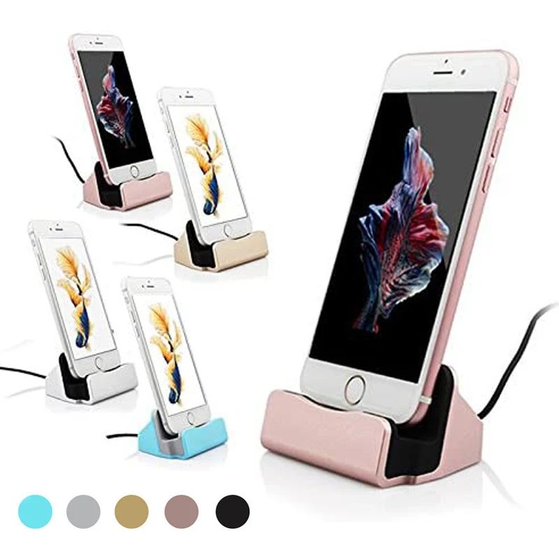 

USB Cable Data Phone Charger Dock Stand Station Charging For iPhone Huawei Samsung Android Type C Phone Docking Desktop Cradle
