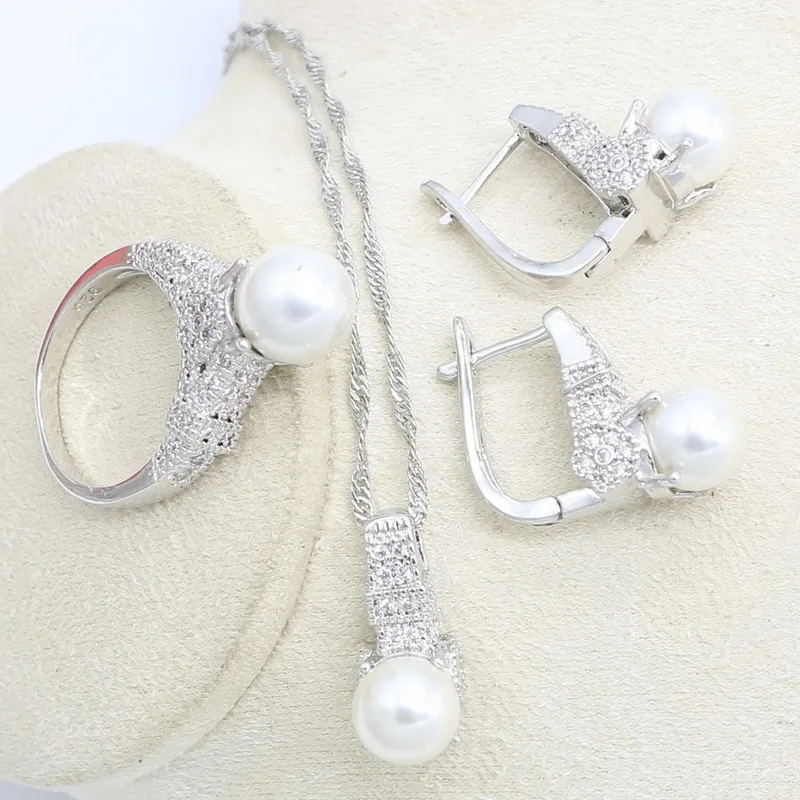 Белый перламутровый серебристый набор украшений для женщин браслет серьги