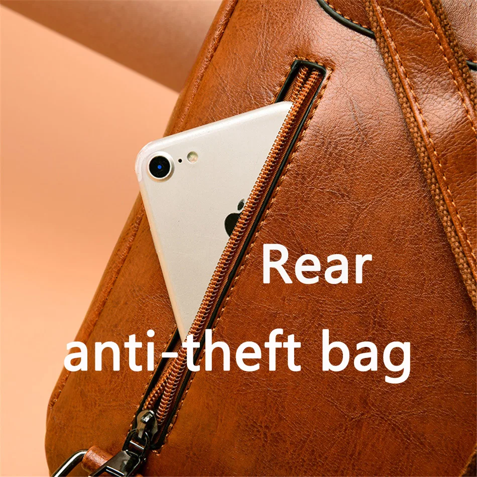 Винтажный кожаный женский рюкзак 3 в 1 2019 женская сумка школьные ранцы для девочек