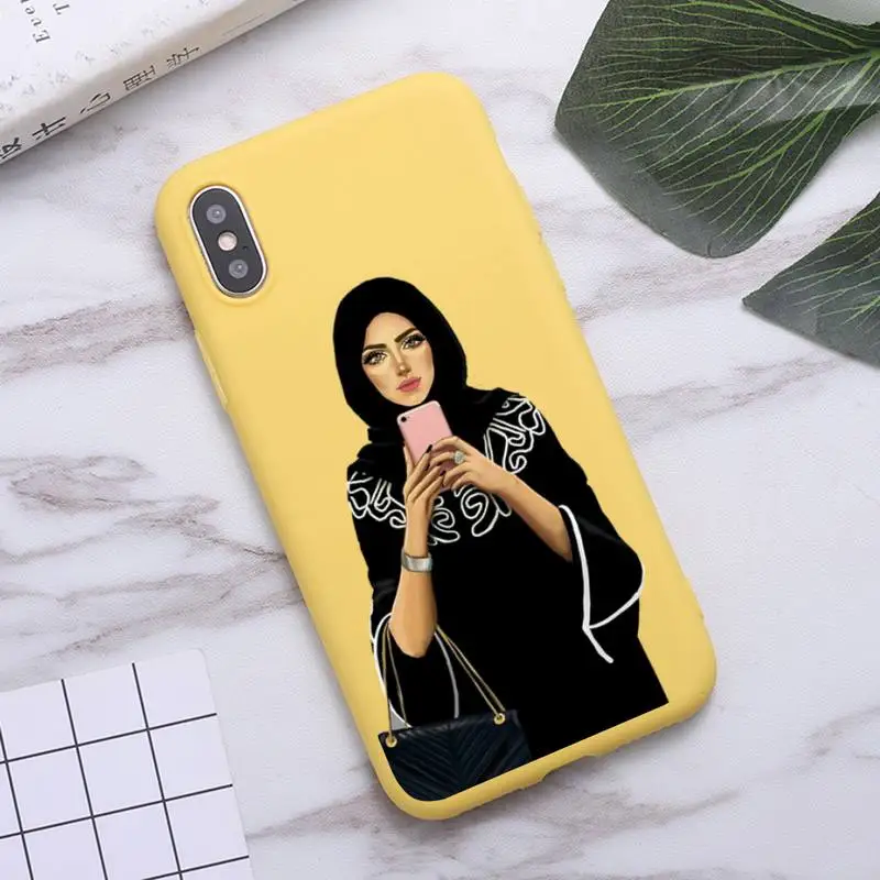 

Muslim Islamic Arabic Gril Eyes high quality Phone Case shell Candy Color for iPhone 6 7 8 11 12 s mini pro X XS XR MAX Plus