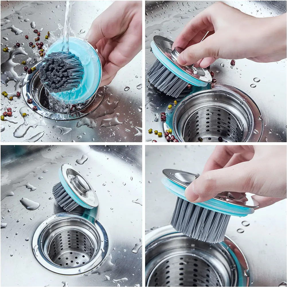 

Circle Stainless Steel Sink Stopper Easy Use Protective Durable Accessories Home Drain Water Kitchen Tool Practical With Brush
