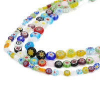 1 string 6 8 10mm 7 chakra flower patterns millefiori glass beads loose faceted spacer beads for bracelet diy jewelry making