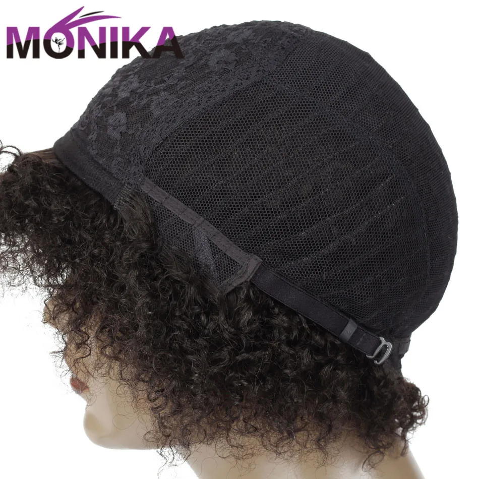 Monika 8 дюймов монгольские кудрявые человеческие волосы парики 130% плотность короткий парик для черных женщин не Реми волосы натуральные парики