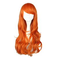 one piece nami 2 years later orange long curly wig cosplay costume heat resistant synthetic hair women party cosplay wigs
