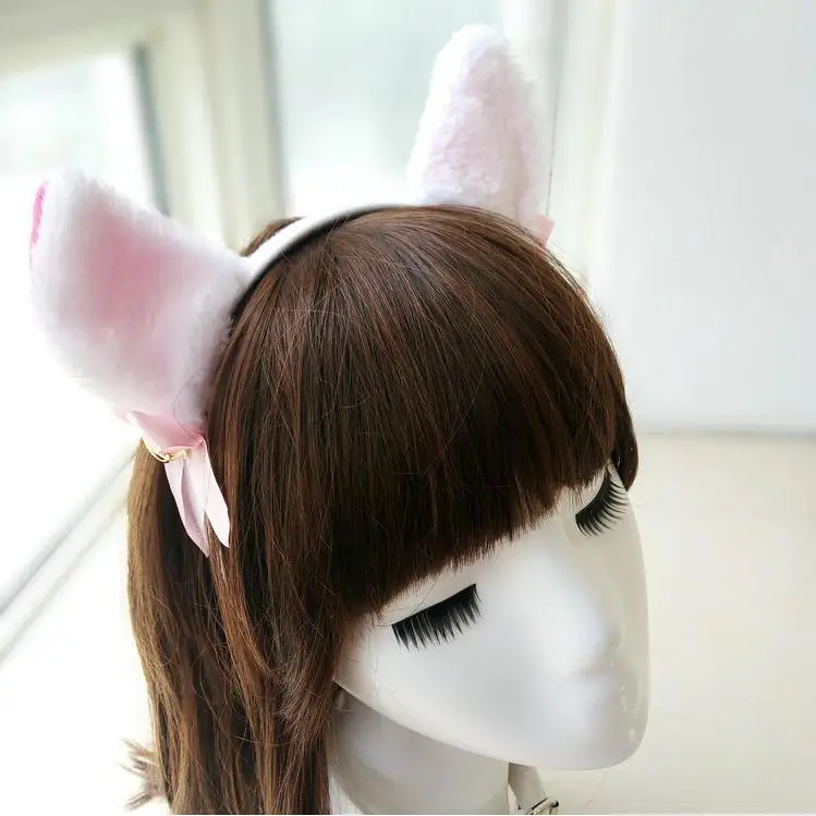 Милая повязка на голову с кошачьими ушками колокольчиком и бантом вечерние