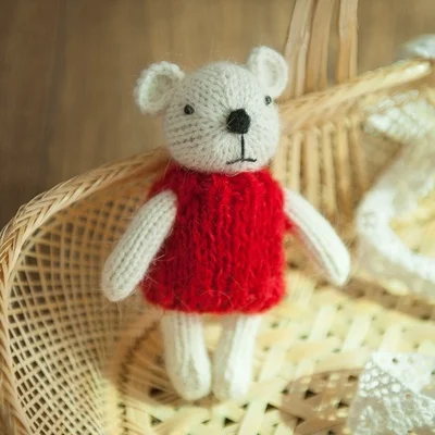 red bear Jane Z Ann кукла ручной работы для фотосъемки новорожденных кролик девочка медведь свинья кошка реквизит для студийной съемки аксессуары - Цвет: red bear