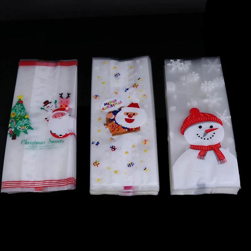 50 шт Рождественская сумка целлофановый печенье Счастливого Рождества мешочек