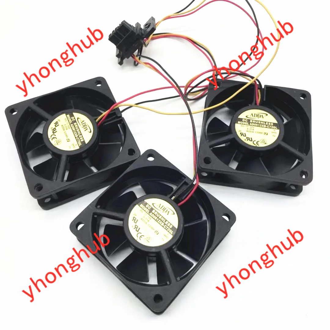 ADDA AD0612XB-C72GL DC 12V 0.31A 60x60x20 мм 3 вентилятора, охлаждающий вентилятор сервера