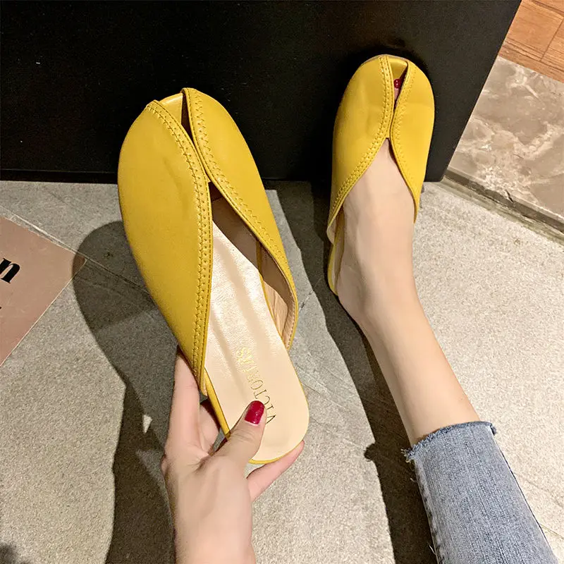 

Cresfimix zapatos mujer women fashion sweet open toe slip on pu leather flat shoes lady classic comfort summer shoes a6210