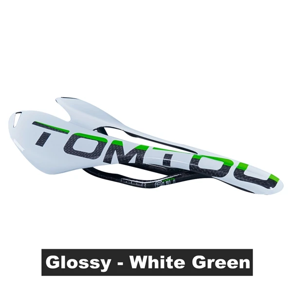 Glossy White Green TOMTOU полный 3K Углеродное волокно Велосипедное Седло дорожный/MTB велосипед углероводородный седло сиденье глянцевый Сверхлегкий 115 г Максимальная нагрузка 150 кг - Цвет: Glossy White Green