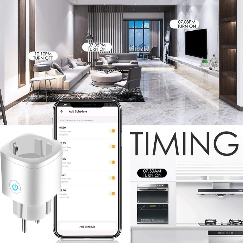 Умный Wi-Fi разъем AC110-240V 16A Tuya розетка дистанционного переключателя Функция