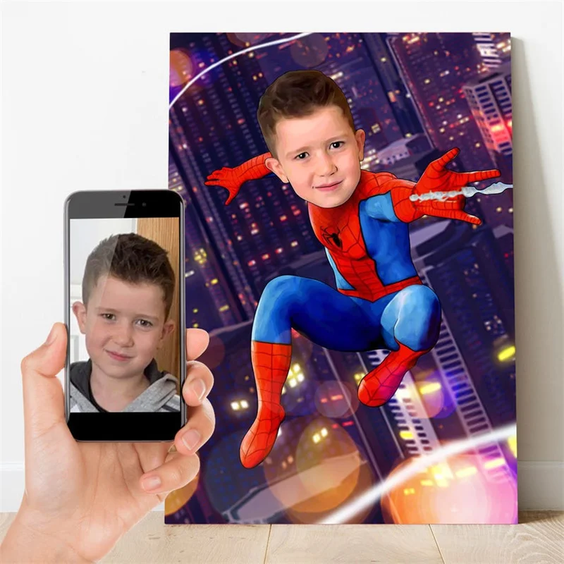 

Superhero Portrait From Your Photo Custom Your Own Marvel The Avengers Portrait Canvas Painting Wall Art Home Decor Posters