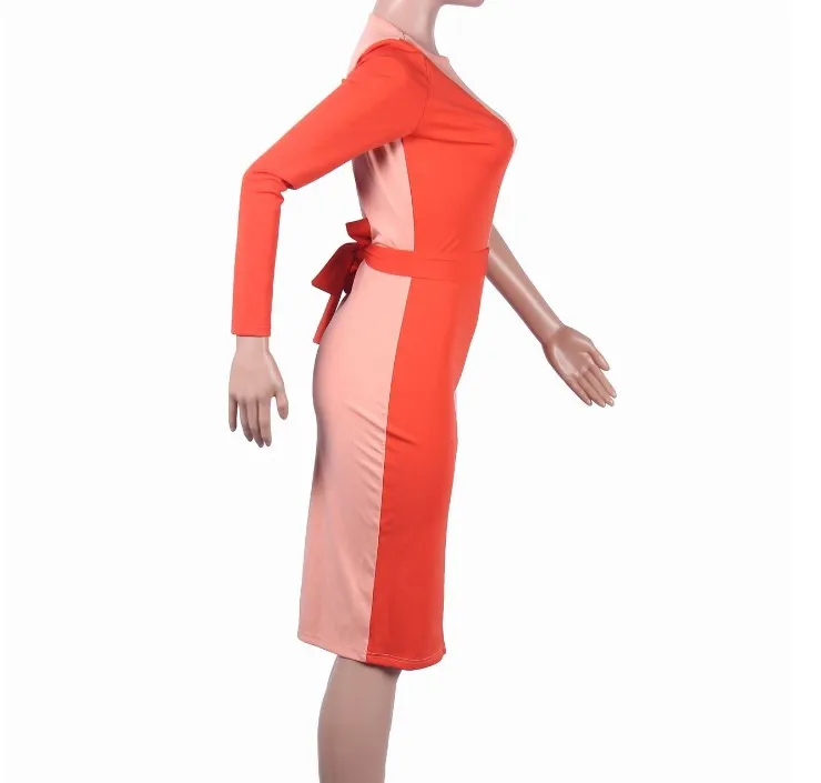 Женское прямое платье-футляр с оборками оранжевое платье в африканском стиле для