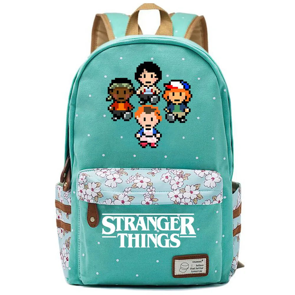 Холщовый Рюкзак для девочек и мальчиков школьный ранец книг с цветами в горошек