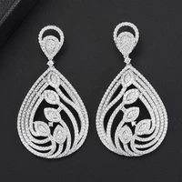 larrauri 2766mm fashion indian big earrings fashion jewelry for women cubic zirconia inlaid drop earrings boucle doreille 2019