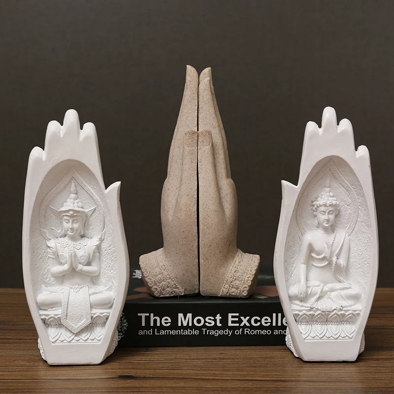 

1 Pair Hands Sculptures Buddha Statue Monk Figurine Tathagata India Yoga Home Decoration Accessories Ornaments