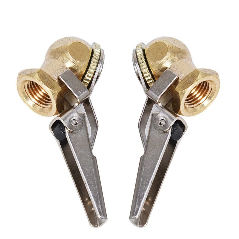 

Two Brass Lock on Tire Inflator Locking Air Chuck Air Hose Attachment 1/4 inch NPT Locking Air Chuck