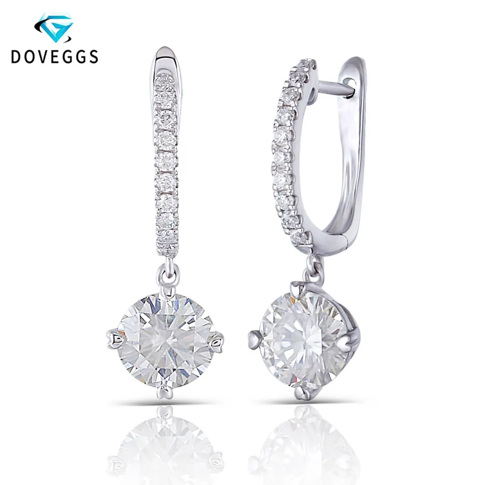 Серьги-кольца DovEggs с муассанитом кольца из стерлингового серебра 925 пробы белым