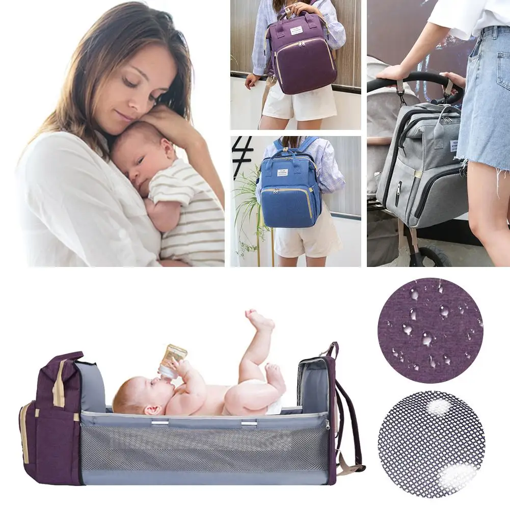 Multifunctional Portable Crib Diaper Bag Folding Baby Travel Large Backpack Baby Bed Pads Diaper Changing Outdoor Table For images - 6
