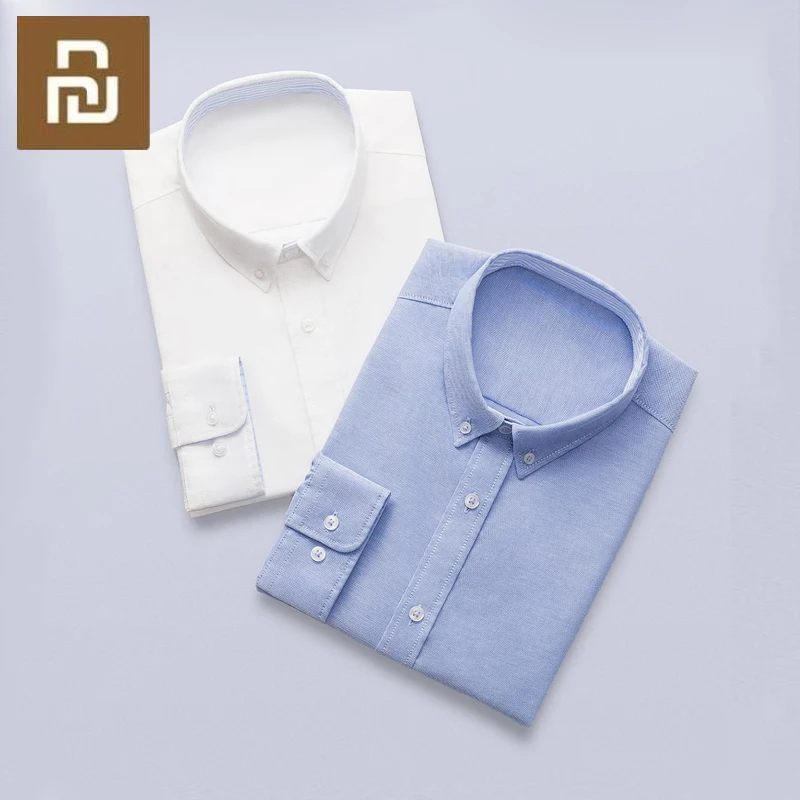 Мужская Однотонная рубашка из ткани Оксфорд 90Fun Повседневная дышащая хлопковая с