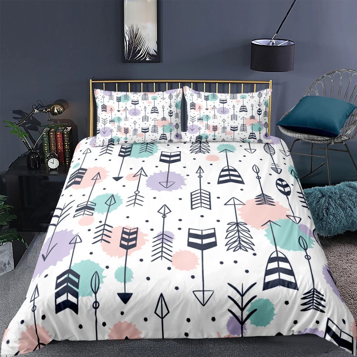 

Geometric Beddding Set 3D Arrow Pattern Printed Duvet Soft Home Textiles 2/3 Pcs Single Double Twin Queen King Quilt Cover