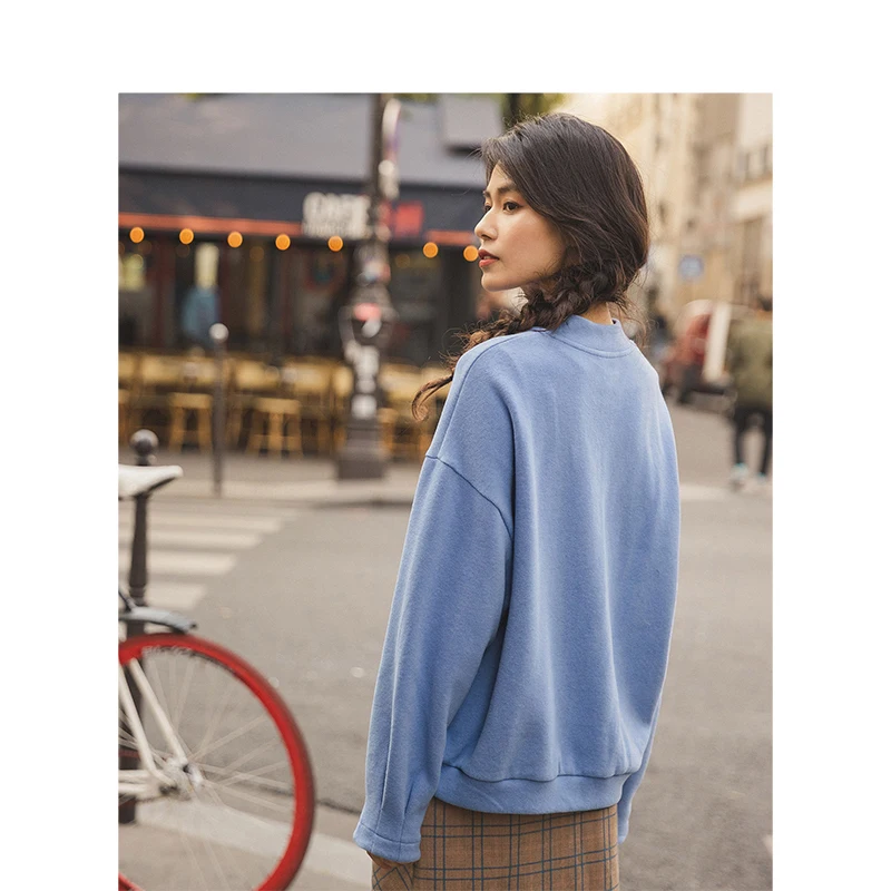INMAN Autumn New Arrival Cotton Blending O-neck Fashion Cute Print Loose All Matched Women Sweatshirts