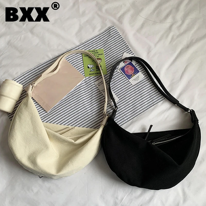 

[BXX] Woman New Brand Brief Hobos Canvas Large Capacity Personality All-match Crossbody Shoulder Bag Fashion Tide 2021 GF0353