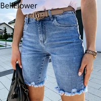 skinny short jeans women high waist casual button fly distressed tassel plus size woman new fashion clothes sexy female summer