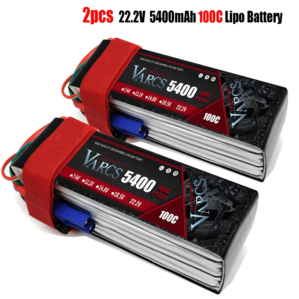 2PCS VARCS  Lipo Batteries 2S 7.4V 11.1V 14.8V 22.2V 5400mAh 100C/200C for RC Car Off-Road Buggy Truck Boats salash Drone Parts