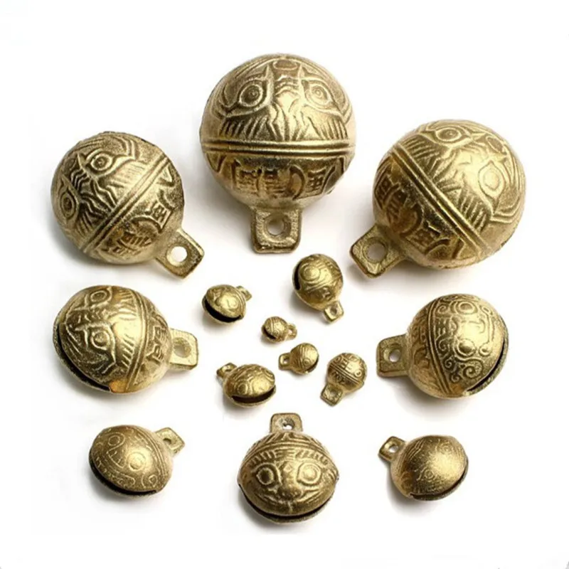 Латунные Колокольчики для домашних животных С Рисунком Тигра 14 размеров 11 мм до 53