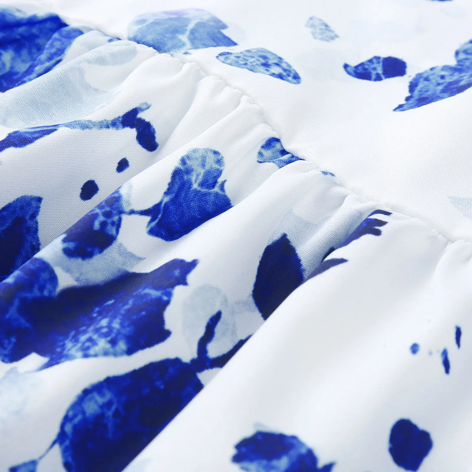 

40# Elegant Vintage V-neck A-line Summer Dress Short Sleeve Ruffled Sleeve Dress For Woman Bohemian Pleated Loose Mini Dress