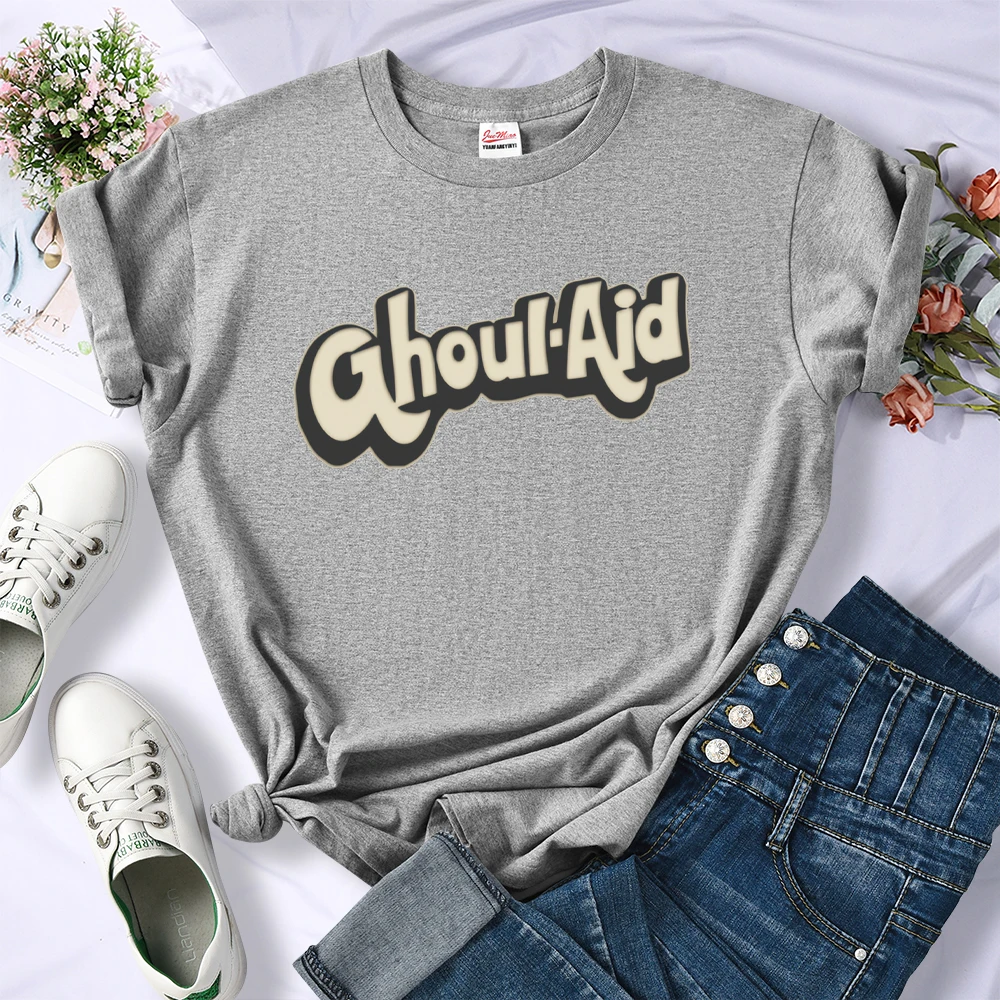 

Лидер продаж, футболка с принтом Ghoul-Aid, женские весенне-летние футболки, рубашки, Повседневная Милая футболка, модные женские футболки с кру...
