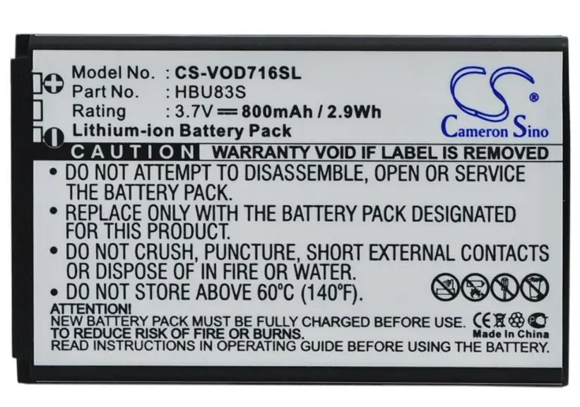 

cameron sino 800mah battery for VODAFONE 715 716 HBU83S Mobile, SmartPhone Battery