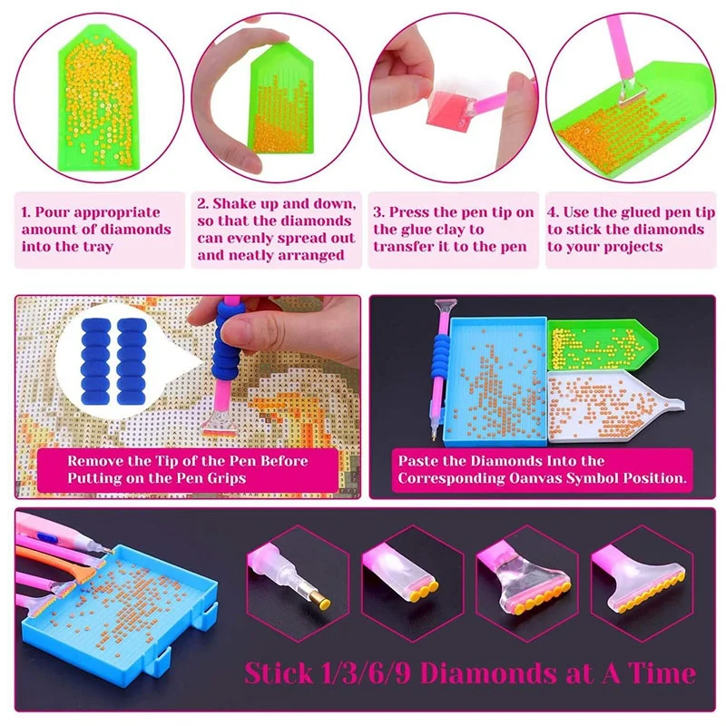 

105Pcs Diamond Painting Kit with A4 Light Pad 5D Diamond Painting Tools and Paint By Accessories for Diamond Painting