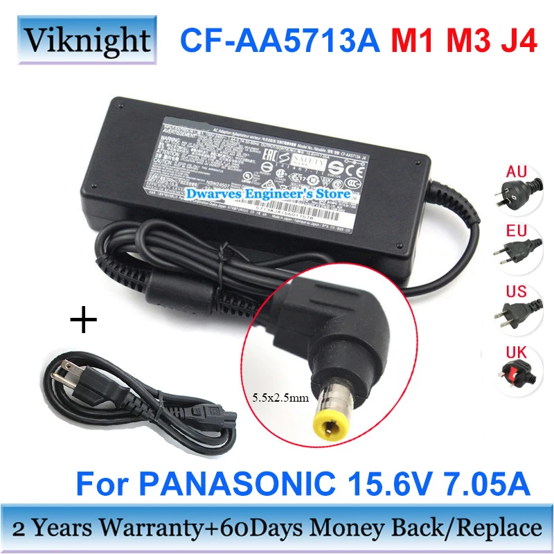 Adaptador ac Genuíno 15.6v 7.05a 110w Cf-aa5713a2e Cf-aa5713a m1 para Panasonic Toughbook Cf31 Cf52 Cf-53 Cf-53a Cf-d1 Carregador