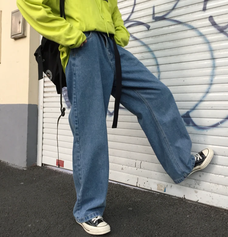 

Loose Blue Denim Wide Leg Pants For Woman Casual Vintage High Waist Jean Korean Style Casual Baggy Jeans Autumn Clothing