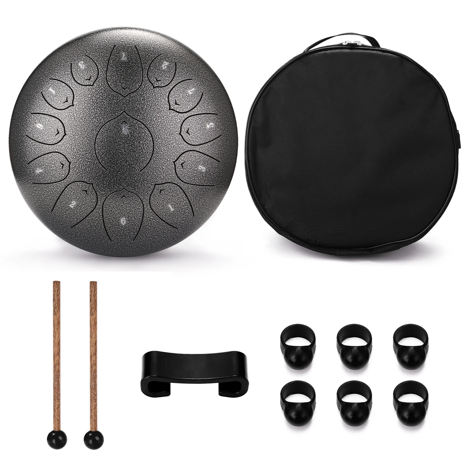 12 inches 13-Tone Steel Tongue Drum Percussion drum Mini Hand Pan Drums with Drumsticks Percussion Musical Instruments