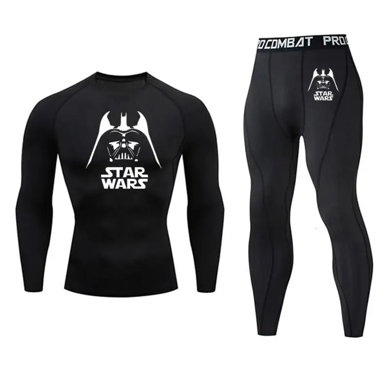 Star Wars Men thermal Underwear Set Compression Quick Drying Thermo fleece Men Clothing warm Shirt Fitness MMA men's full suit